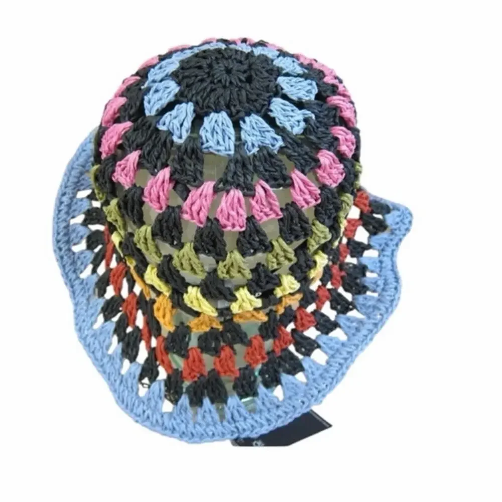 Karl Lagerfeld Paris Striped Bucket Hat | Multicolor Crochet Straw